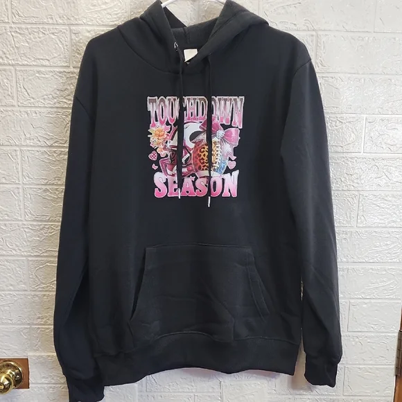 Black Hoodie with Touchdown Season Graphic - Picture 1 of 4